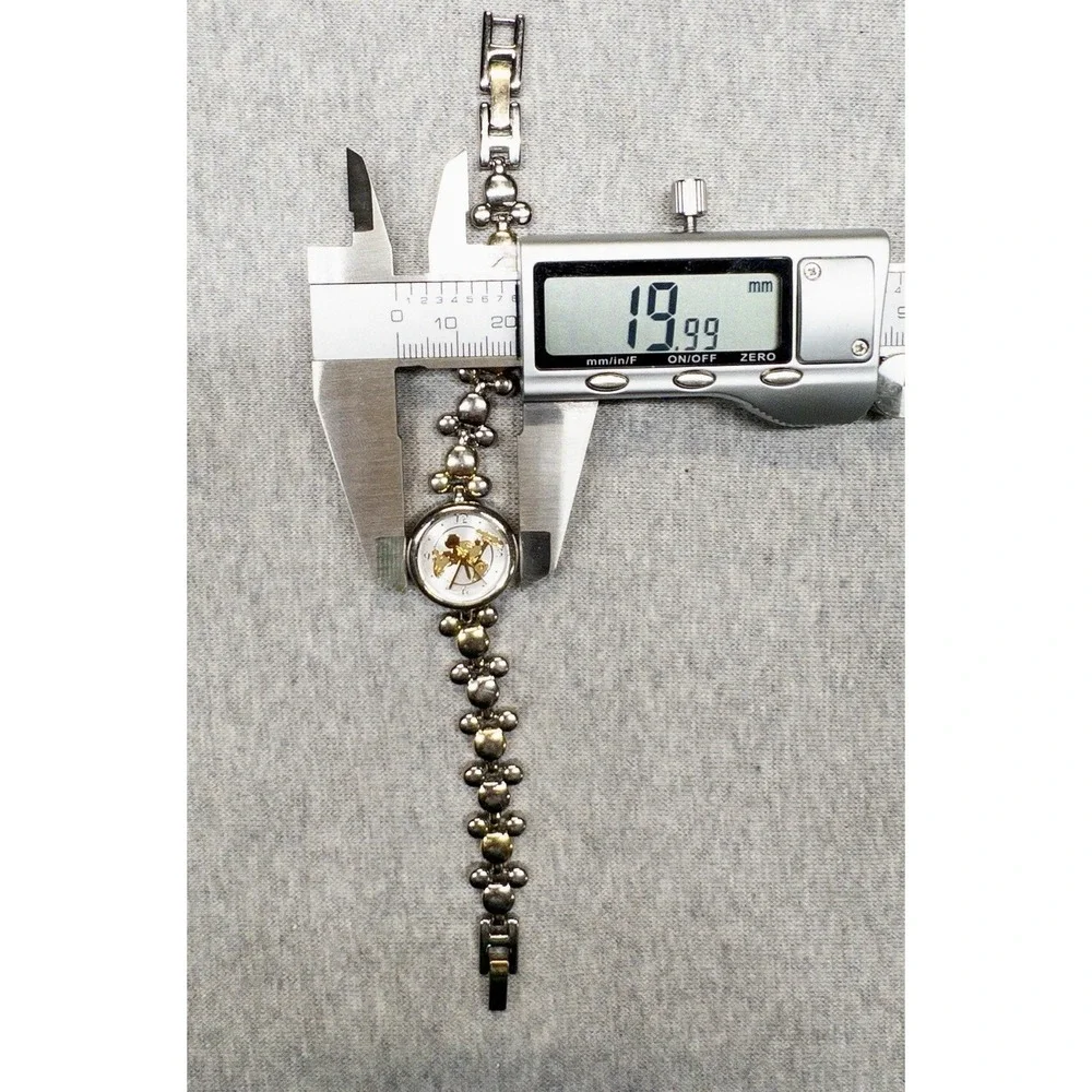 Disney MU0138 Mickey Mouse Watch Gold Silver Ears Bracelet 20mm New Batt‎